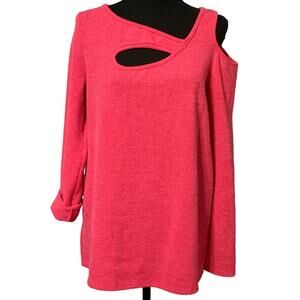 BiBi Cold Shoulder Long Sleeve Pink Sweater Size Medium